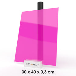 MissKraft - Plexiglass PMMA Acrylique - Rose Transparent - 30 x 40 cm - Ép. 2,8 mm