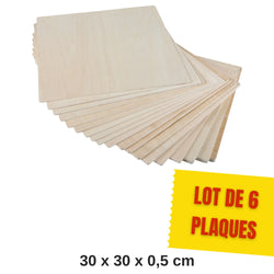 Creality - 6 Plaques de Contreplaqué de Tilleul (Basswood Sheets) - 30 x 30 cm - 5 mm