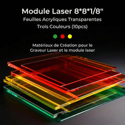 Creality - 10 Plaques Transp. 3 Coul. (Transparent Acrylic Sheets) - 30x30cm - 3mm - Recon. Intel.