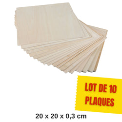 Creality - 10 Plaques de Contreplaqué de Tilleul (Basswood Sheets) - 20 x 20 cm - 3 mm