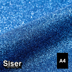 Siser - Glitter Flex - Feuille A4 Thermocollant - (G0013) Bleu Pailleté - 20 x 30 cm