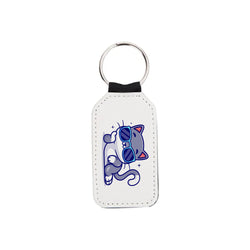 Craft Express - Sublimation - 4 Porte-clés en Similicuir - Blanc