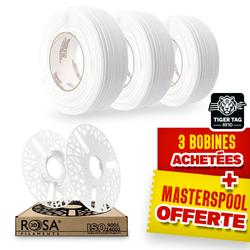Pack Refill Rosa3D - PLA Starter Blanc Neige (Winter White) x3 + Masterspool Offerte