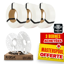 Pack Refill Rosa3D - PLA Starter Blanc x3 + Masterspool Offerte