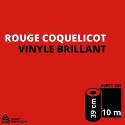 AVERY 500 - Vinyle Adhésif - Rouge Coquelicot Mat - 39 cm x 10 m
