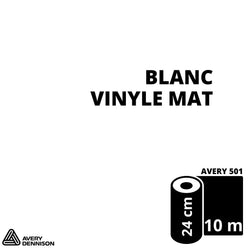 AVERY 500 - Vinyle Adhésif - Blanc Mat - 24 cm x 10 m