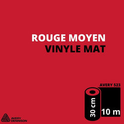 AVERY 500 - Vinyle Adhésif - Rouge Moyen Mat - 30 cm x 10 m