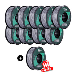 eSun Pack PLA+ Argent (Silver) 9 bobines + 1 OFFERTE