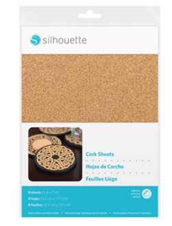 Silhouette - Cameo - Feuilles Liège Adhesives  x8  - 12,7 x 17,8 cm, , Silhouette