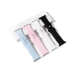 xTool - 4 Bracelets Apple Watch - Arc en ciel Noir/Blanc/Rose/Bleu Clair - 42/44/45/49 mm